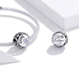 925 Sterling Silver Zodiac Zircon Bead Bracelet / Necklace Set Cancer Style - Cancer - 45-Degree Angle