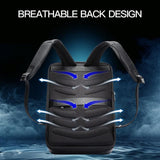 Waterproof Expandable Backpack with Usb Charging - Black Password Protected - Top-Down View