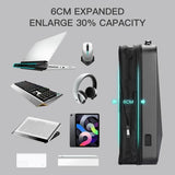 Waterproof Expandable Backpack with Usb Charging - Black Password Protected - 45-Degree Angle