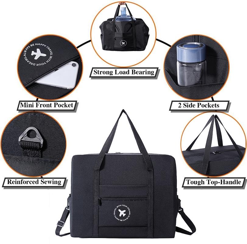 Foldable Travel Bag for Camping & Hiking - Large - Large Black