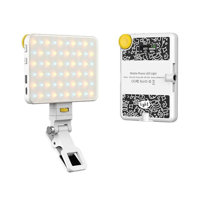 Rechargeable Clip Fill Light - 60 Leds 3 Light Modes Front & Back Clip a Type Blue - B Type White