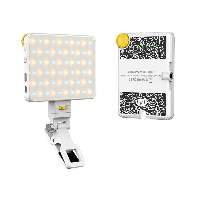 Rechargeable Clip Fill Light - 60 Leds 3 Light Modes Front & Back Clip a Type Blue - B Type White