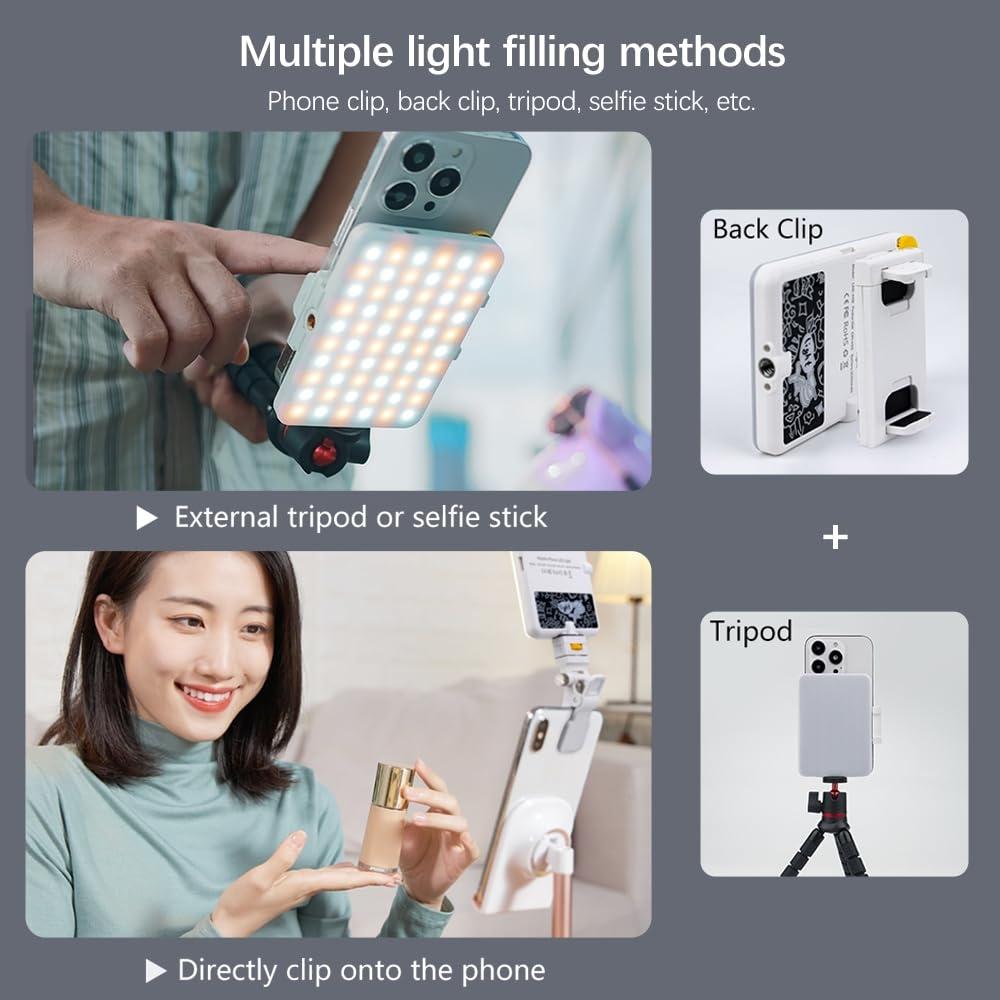 Rechargeable Clip Fill Light - 60 Leds 3 Light Modes Front & Back Clip a Type Blue - B Type White
