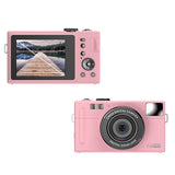 3.0 Hd Children's Digital Camera with 48mp & 3 Screen - Pink + Card Reader - Front View