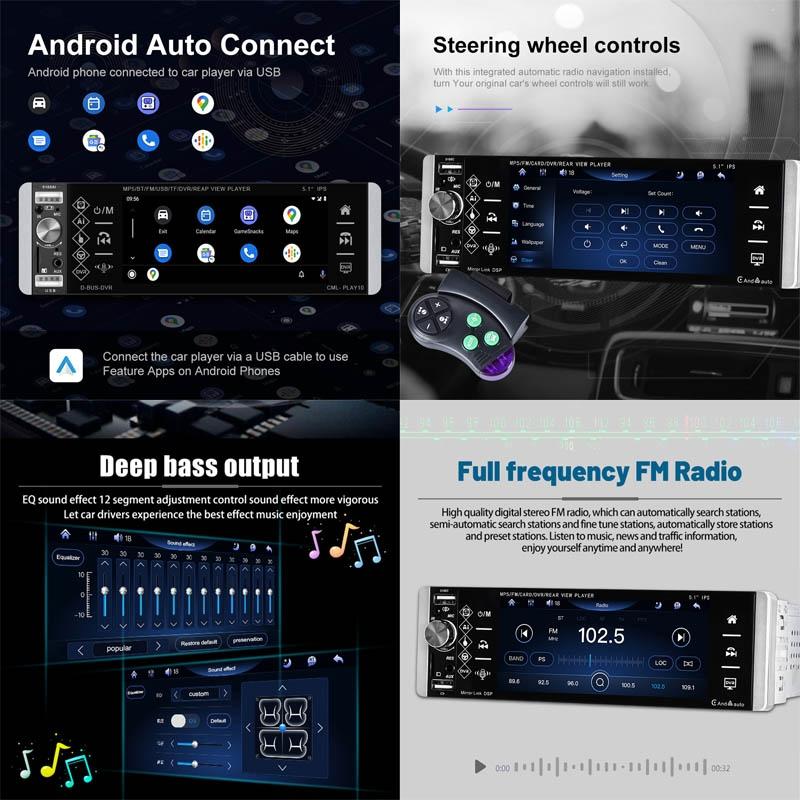 5.1 Inch Ips Capacitive Carplay Player + 12 Light Camera - Standard
