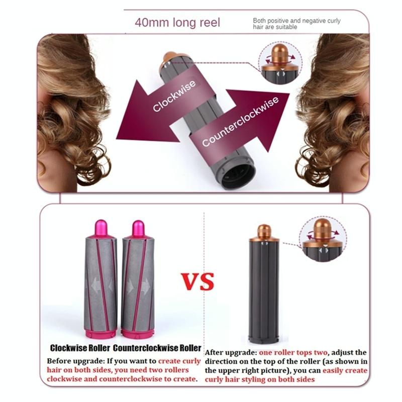 For Dyson Airwrap Hair Dryer Hs01 / Hs05 / Hd08 18.6 X 4Cm Upgraded Long Curling Barrels Nozzle With Short Adapter Golden