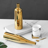 Gold Plated Ceramic Flower Vase - Desktop Decorative Three-piece Set - 45-Degree Angle