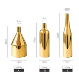 Gold Plated Ceramic Flower Vase - Desktop Decorative Three-piece Set - Rear View