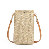 Stylish Straw Beach Bag With Magnetic Closure Cream - Front View