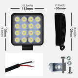 12W White Light Square - Shaped Waterproof Car Boat Marine Work Lights Spotlight Led Bulbs Dc 9 - 30V - Side View