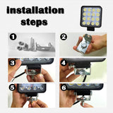 12W White Light Square - Shaped Waterproof Car Boat Marine Work Lights Spotlight Led Bulbs Dc 9 - 30V - Low Angle