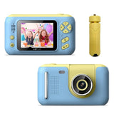 Kids' 2.4 Reversible Hd Photo Camera with Bracket - Yellow / Blue - Front View