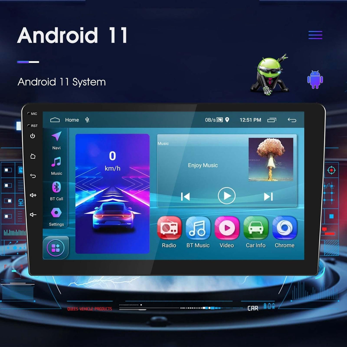 10 Inch Car Android Navigation Screen With Carplay - 2 + 64G Ahd Camera