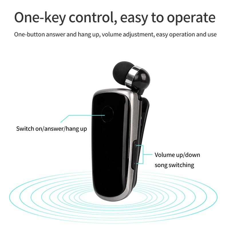 Wireless Bluetooth In-ear Earphone with Vibrating Alert and Hands-free Clip - Rose Red
