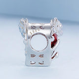 925 Sterling Silver April Birthstone Bracelet With Love Pearl Beads Style - April - 45-Degree Angle