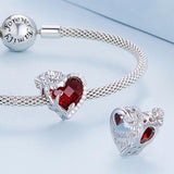 925 Sterling Silver April Birthstone Bracelet With Love Pearl Beads Style - April - Rear View