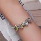 925 Sterling Silver April Birthstone Bracelet With Love Pearl Beads Style - April - Close-Up Angle