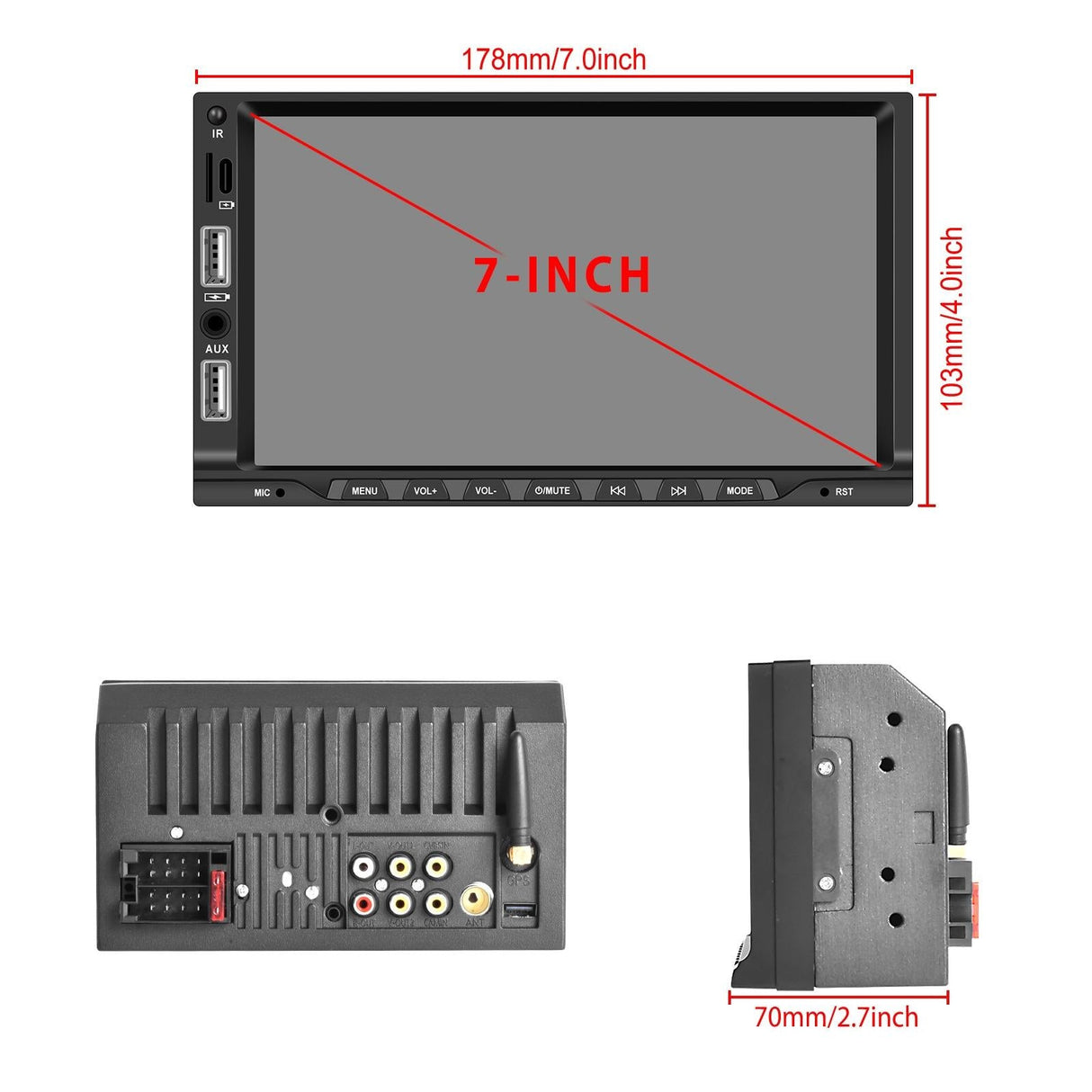 7 Inch Car Mp5 Player Carplay / Android Auto / Mirror Link / Bluetooth - Standard - With Ahd Camera