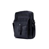 Cowhide Messenger Bag For Men Large Capacity Briefcase Black - Front View