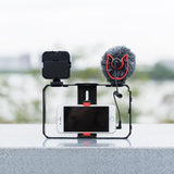 Vlogging Video Rig With Mic & Fill Light For Smartphone - Rear View