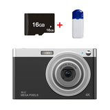 4k 8x Optical Zoom Telescopic Lens Digital Camera with Card Reader & 16g - Black - Front View