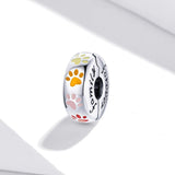 925 Sterling Silver Colorful Paw Print Beads For Diy Bracelets & Necklaces - Front View