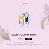 925 Sterling Silver Colorful Paw Print Beads For Diy Bracelets & Necklaces - Side View