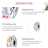 925 Sterling Silver Colorful Paw Print Beads For Diy Bracelets & Necklaces - 45-Degree Angle