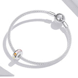 925 Sterling Silver Colorful Paw Print Beads For Diy Bracelets & Necklaces - Close-Up Angle