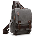 Gray Canvas Chest Bag For Outdoor Travel Lightweight & Durable - Front View