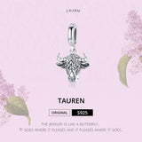 925 Sterling Silver Bull Head Pendant For Bracelet Or Necklace - Top-Down View
