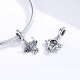 925 Sterling Silver Bull Head Pendant For Bracelet Or Necklace - Close-Up Angle