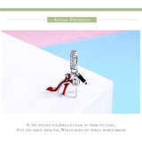 925 Sterling Silver Red Lipstick High Heels Makeup Mirror Charm - Top-Down View