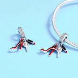 925 Sterling Silver Red Lipstick High Heels Makeup Mirror Charm - Rear View