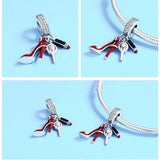 925 Sterling Silver Red Lipstick High Heels Makeup Mirror Charm - Close-Up Angle