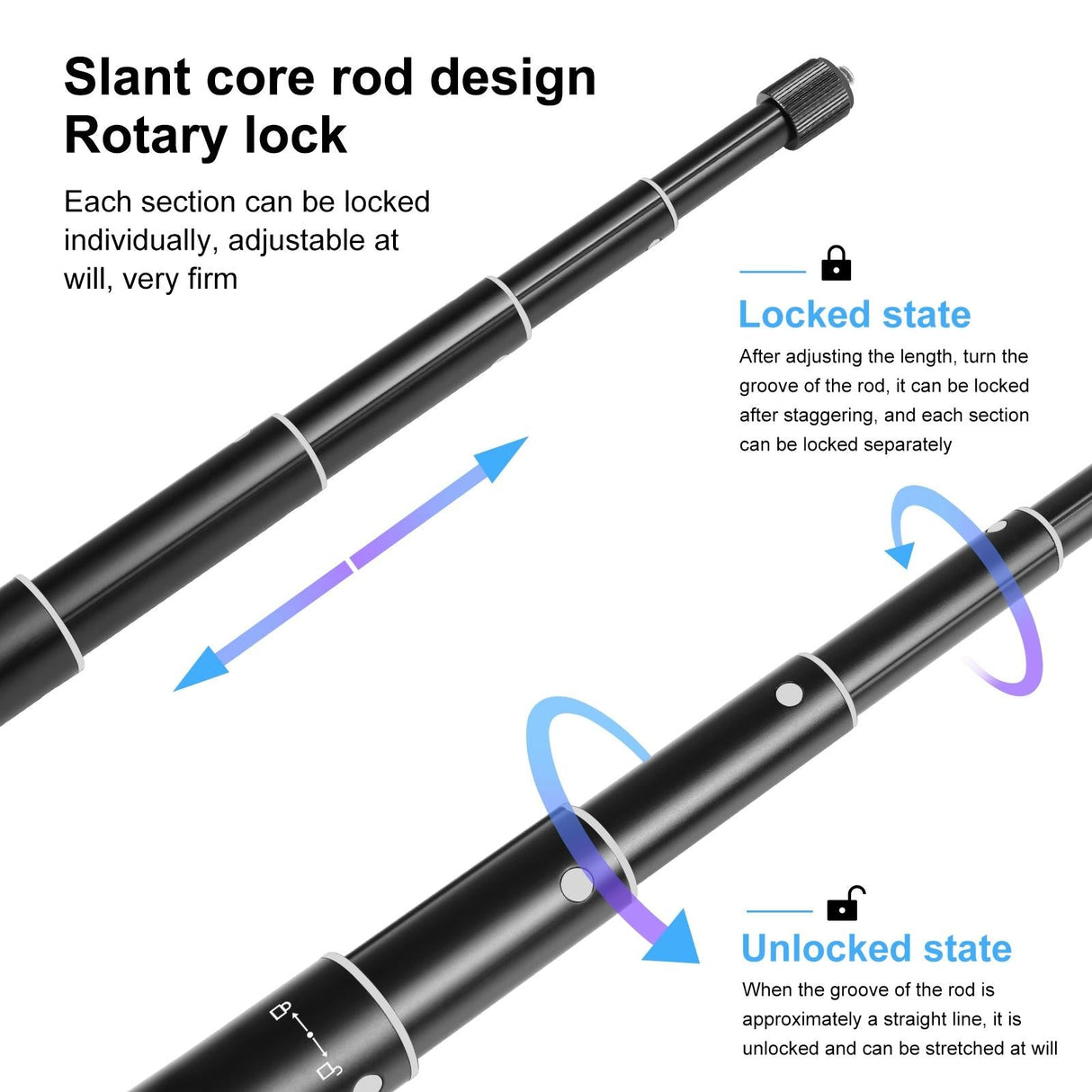 70cm Selfie Stick with Invisible Adapter for Insta360 one X2 / X3