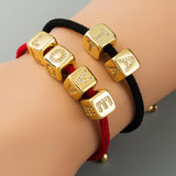 Brass Micro Inlaid Couple Red String Pull Diy Bracelet Jewelry Style - X - 45-Degree Angle