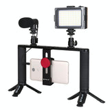 4-In-1 Vlogging Kit With Led Light Microphone Tripod And Stabilizer - Front View