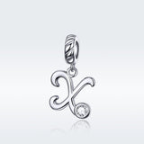 925 Sterling Silver Personalized Letter Pendant For Diy Bracelets And Necklaces Style - X - Side View