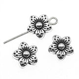 30 Tibetan Flower Charms 9X9X5Mm Beads For Jewelry Making - Side View