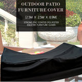 Waterproof 210d Oxford Cloth Cover for Outdoor Furniture Set - Protects from Uv Dust and Rain - 250x250x90cm - Black - Close-Up Angle