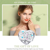 925 Sterling Silver Love Heart Beaded Bracelet Charms - Side View