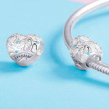 925 Sterling Silver Love Heart Beaded Bracelet Charms - Top-Down View