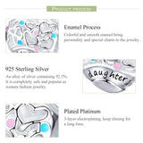 925 Sterling Silver Love Heart Beaded Bracelet Charms - Rear View