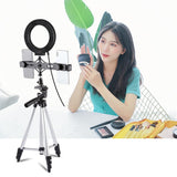 Live Broadcast Dual Phone Bracket & 6.2 Inch Led Ring Light Kit with Tripod Mount - Extra Image