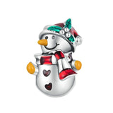 925 Sterling Silver Christmas Snowman Bracelet Beads - Front View