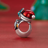925 Sterling Silver Christmas Snowman Bracelet Beads - Top-Down View