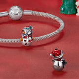 925 Sterling Silver Christmas Snowman Bracelet Beads - 45-Degree Angle