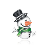 925 Sterling Silver Snowman Beads For Diy Bracelets & Necklaces - Front View
