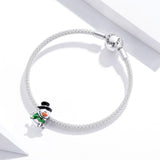 925 Sterling Silver Snowman Beads For Diy Bracelets & Necklaces - Low Angle